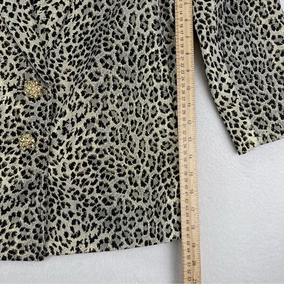 VTG Criscione New York Cache Womens Jacket Blazer Large Metallic Leopard Print - Picture 12 of 13